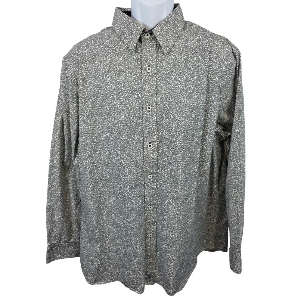 Nick Graham Mens 2XL Paisley Button Modern Fit Long Sleeve Shirt Flip Cuff /A170